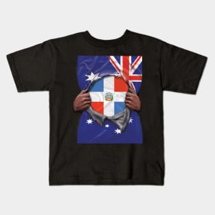 Dominican Republic Flag Australian Flag Ripped Open - Gift for Dominican From Dominican Republic Kids T-Shirt